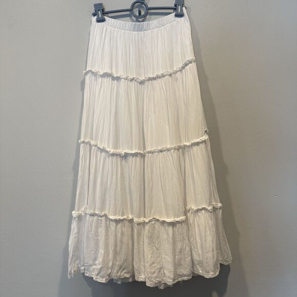 NWT Aritzia Little Moon Damasque Tiered Midi Skirt White Modal Women sz Small - Picture 2 of 12